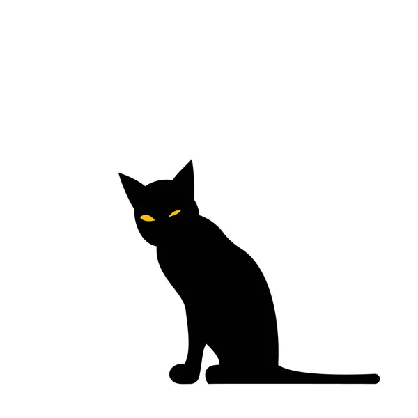 Silueta Gato Negro Uno Los Símbolos Halloween Ilustración Vectorial — Archivo Imágenes Vectoriales