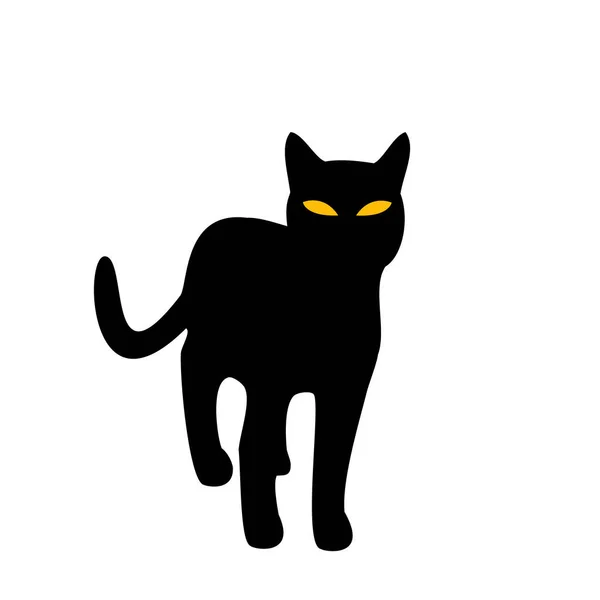 Sílhueta Gato Preto Dos Símbolos Dia Das Bruxas Ilustração Vetorial — Vetor de Stock