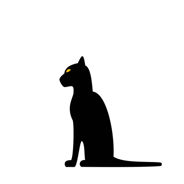 Black Cat Silhouette One Halloween Symbols Vector Illustration — Stock Vector