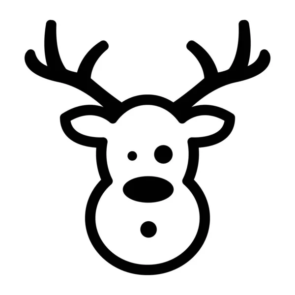 Christmas Deer Black White Flat Icon Vector Illustration — Stock Vector