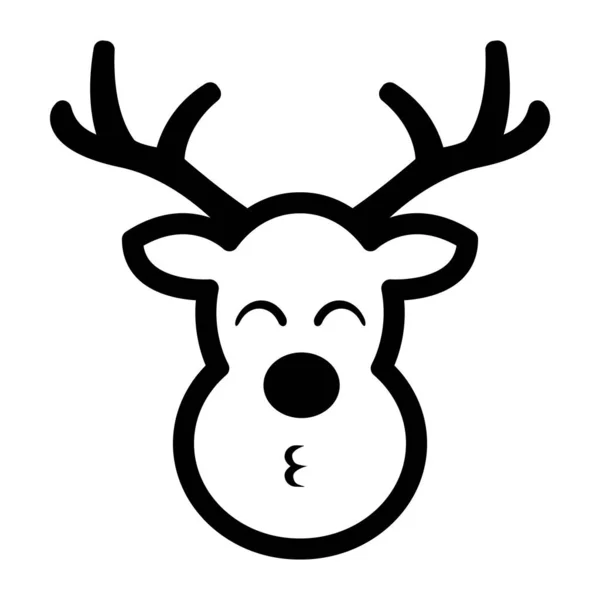 Venado Navidad Icono Plano Blanco Negro Ilustración Vectorial — Vector de stock