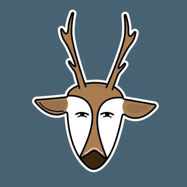 Deer Mask Logo Icon Sticker Flat Design Vector Illustration — Stock Vector