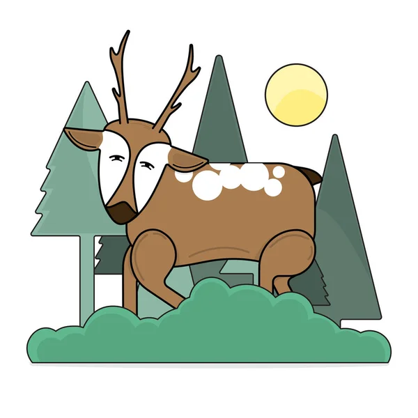 Ciervo Bosque Sobre Fondo Blanco Logo Icono Diseño Plano Ilustración — Vector de stock