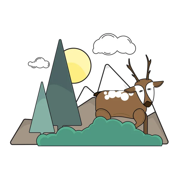 Cerf Forêt Sur Fond Blanc Logo Icône Flat Design Illustration — Image vectorielle