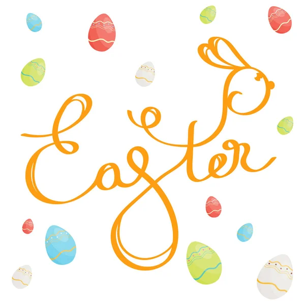 Easter Holiday colorful greeting holiday card. Vector Illustration.