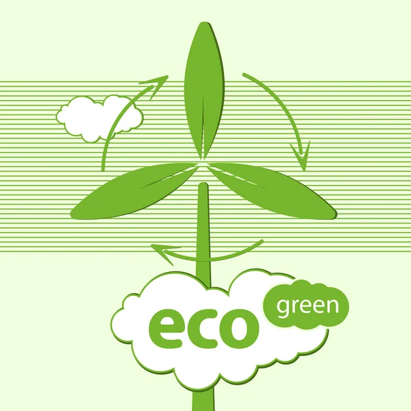 Eco Friendly Green Tehnology Logo Label Poster Vector Illustration — Stock Vector