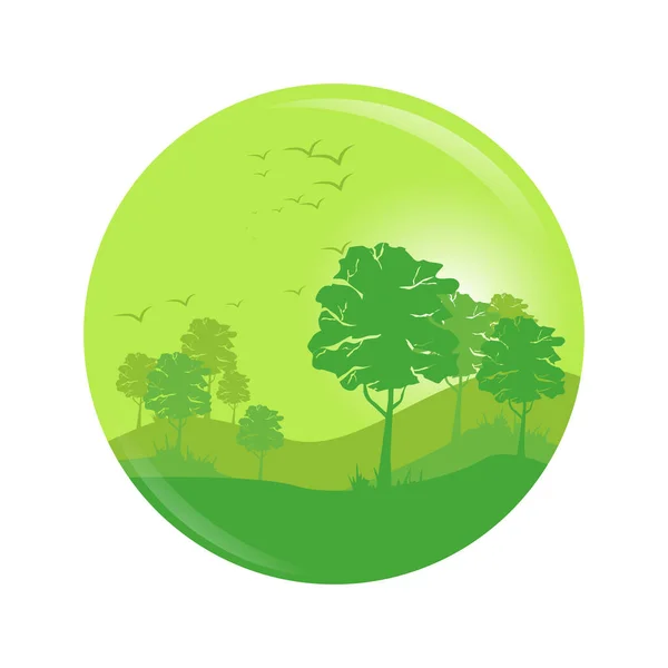 Symbole Écologique Avec Paysage Vert Pour Impression Web Concept Écologique — Image vectorielle