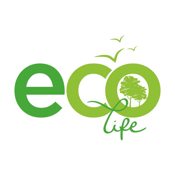 エコロジーロゴまたはサイン 印刷物とウェブ用 地球時間 地球の日 海の日 および他のEcoの日のための生態学的概念 ベクターイラスト — ストックベクタ