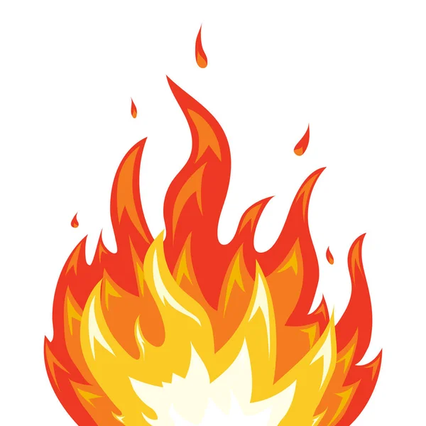 Icono Plano Fuego Aislado Sobre Fondo Blanco Ilustración Vectorial — Vector de stock