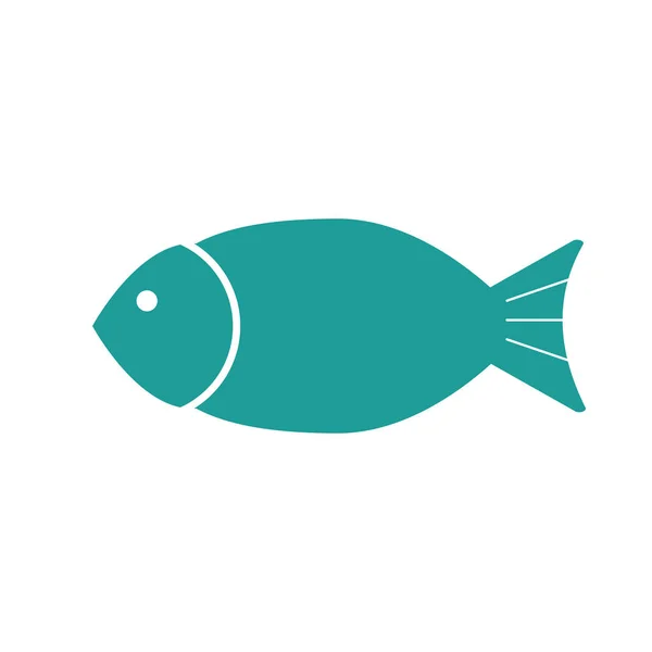 Значок Рыбной Плоской Изолированный Белом Фоне Векторная Иллюстрация — стоковый вектор