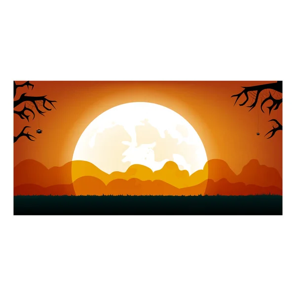 Halloween Pozadí Úplňkem Vektorová Ilustrace — Stockový vektor