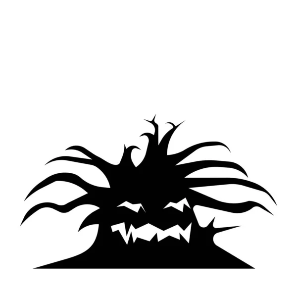 Halloween Assustador Preto Branco Silhueta Árvore Ilustração Vetorial —  Vetores de Stock