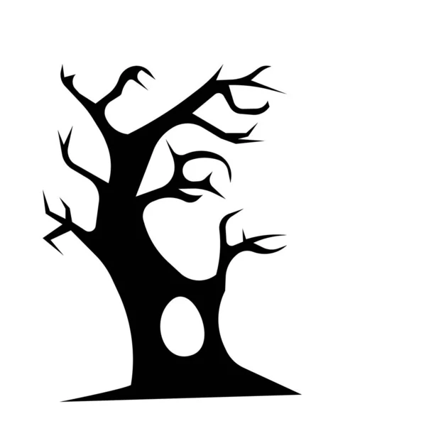 Halloween Spooky Silhouette Arbre Noir Blanc Illustration Vectorielle — Image vectorielle