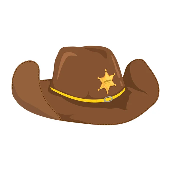 Chapéu Cowboy Com Estrela Xerifes Isolado Fundo Branco Ilustração Vetorial — Vetor de Stock