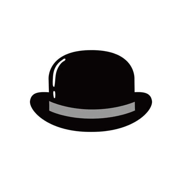 Bowler Hatt Svart Och Vit Platt Ikon Vektor Illustration — Stock vektor