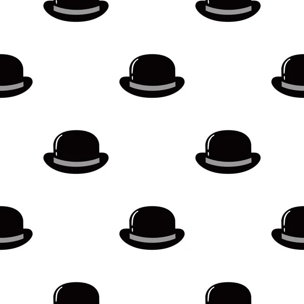 ボウラー帽子フラットアイコンシームレスなパターンの背景 ベクターイラスト — ストックベクタ
