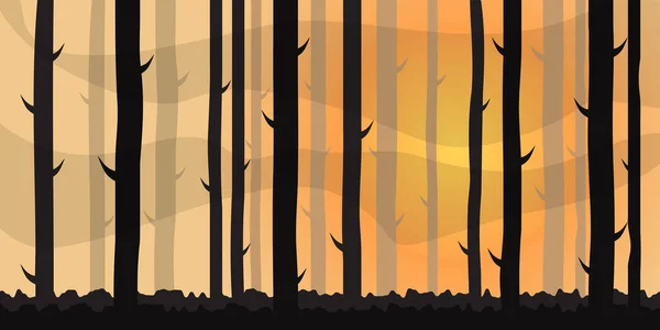 Τοπίο Δάσος Πρωί Βράδυ Εικονογράφηση Διανύσματος — Διανυσματικό Αρχείο