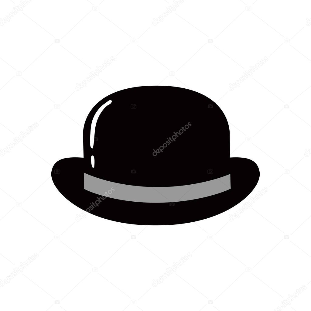 Bowler Hat black and white Flat Icon. Vector Illustration.