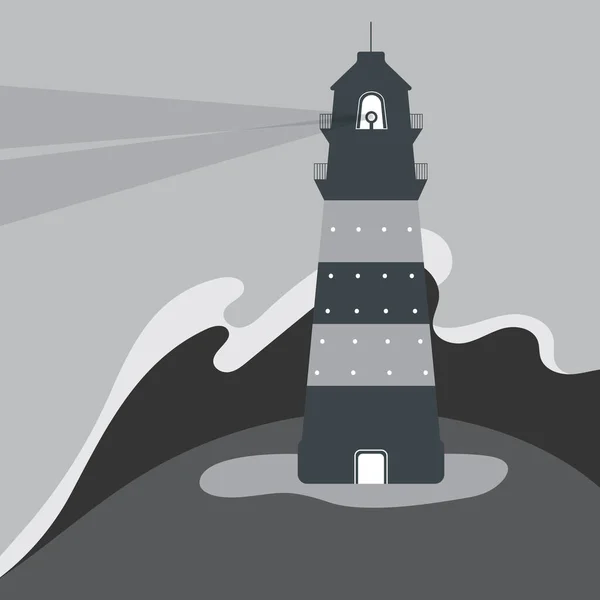 灯台だ 海と安全のシンボルの一つ フラットだ ベクターイラスト — ストックベクタ