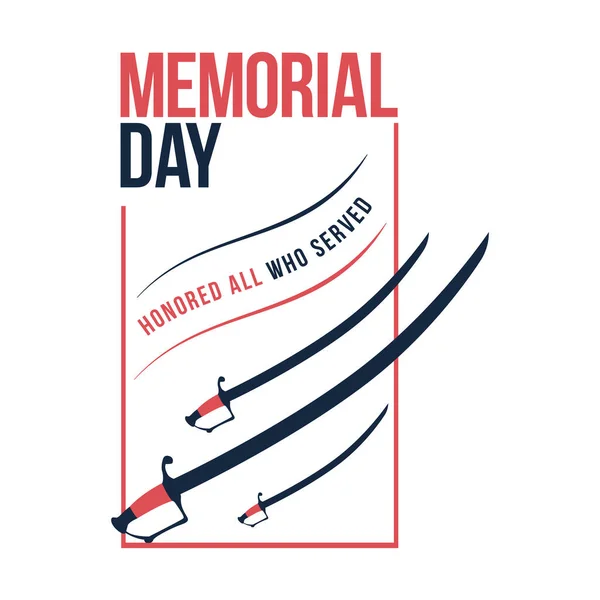 Affiche Memorial Day Dans Style Minimaliste Illustration Vectorielle — Image vectorielle