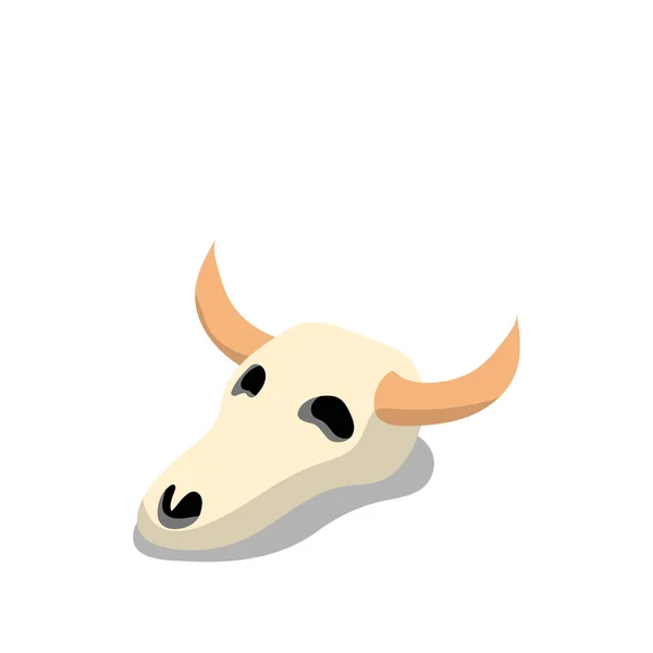 白い背景に孤立した牛のフラットアイコンの頭蓋骨 ベクターイラスト — ストックベクタ