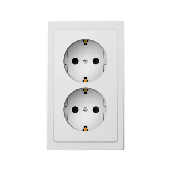 Beyaz Güç Soketi düz simgesi. Vektör İllüstrasyonu.