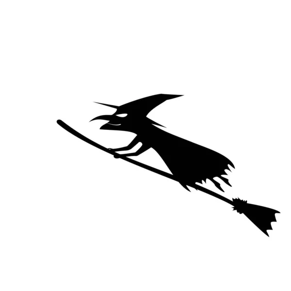 Kara Cadı Silueti. Cadılar Bayramı sembollerinden biri. Vektör illüstrasyonu.