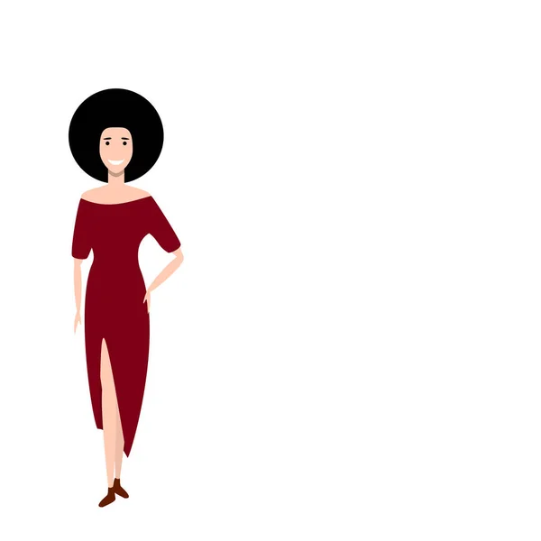 Happy Beautiful Woman White Background Flat Cartoon Style Vector Illustration — Stock Vector