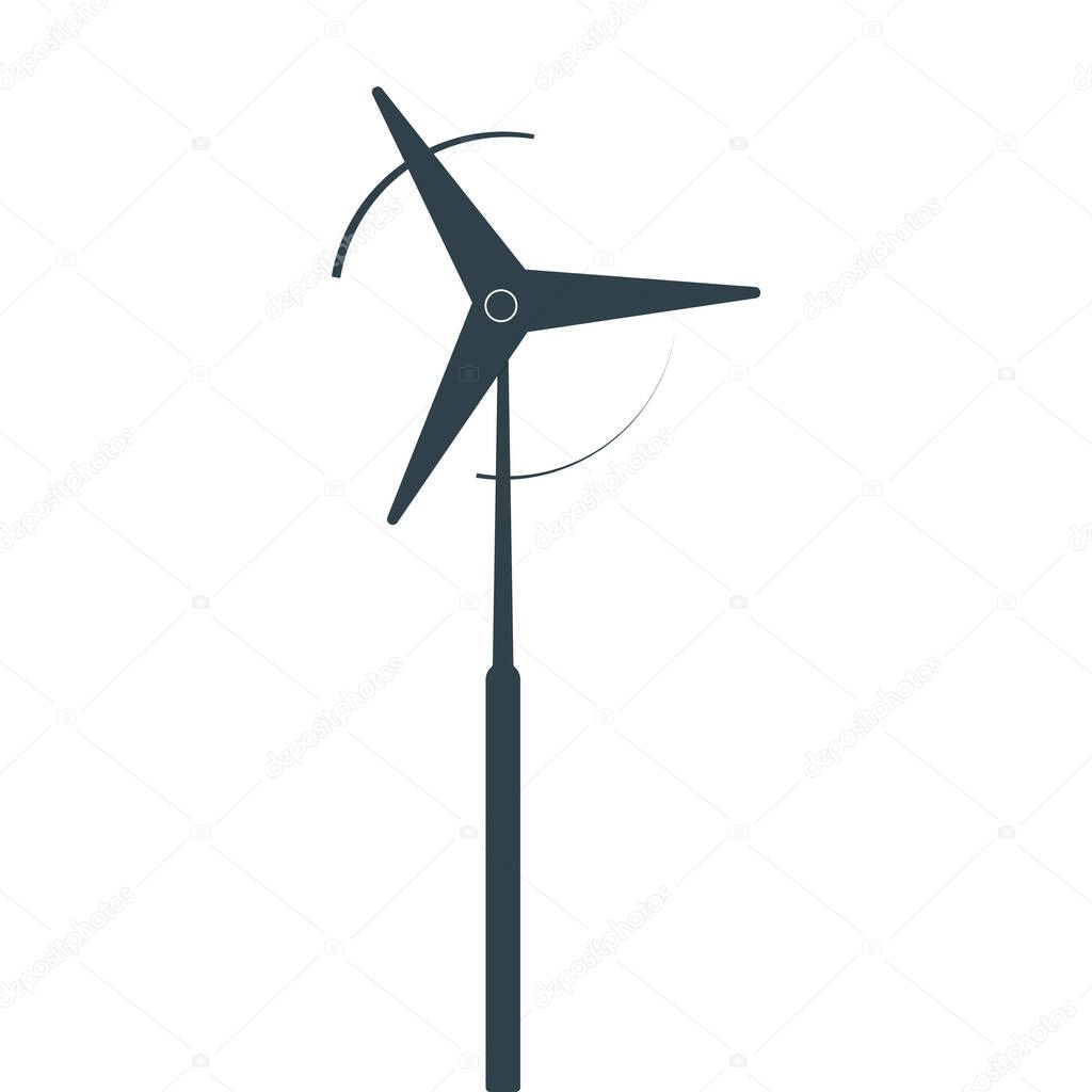 Windmill. Flat Design. Ecology Concept for Earth Hour, Earth Day, Ocean Day and other ECO dates. Vector Illustration.