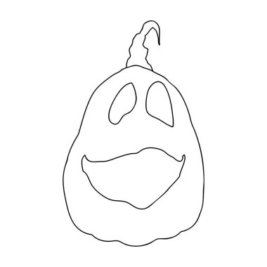 Beyaz Arkaplanda Cadılar Bayramı Balkabağı Komik ve Tatlı. Sonbahar Tatil Sembollerinden biri. Vektör İllüstrasyonu.