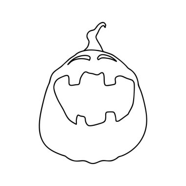 Cadılar Bayramı Balkabağı boyama taslağı. Sonbahar Tatil Sembollerinden biri. Vektör İllüstrasyonu.