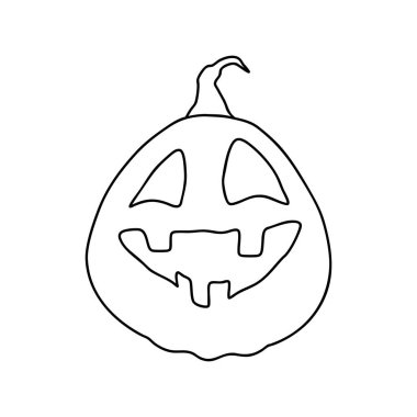 Cadılar Bayramı Balkabağı boyama taslağı. Sonbahar Tatil Sembollerinden biri. Vektör İllüstrasyonu.