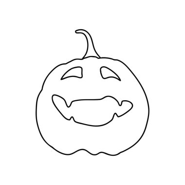 Cadılar Bayramı Balkabağı boyama taslağı. Sonbahar Tatil Sembollerinden biri. Vektör İllüstrasyonu.