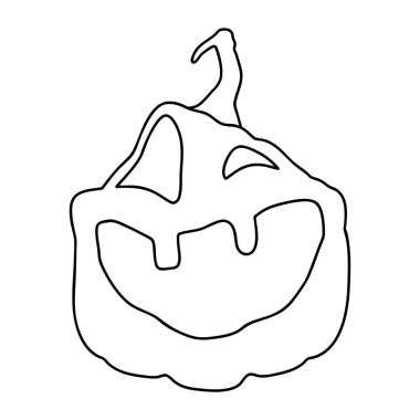 Cadılar Bayramı Balkabağı boyama taslağı. Sonbahar Tatil Sembollerinden biri. Vektör İllüstrasyonu.