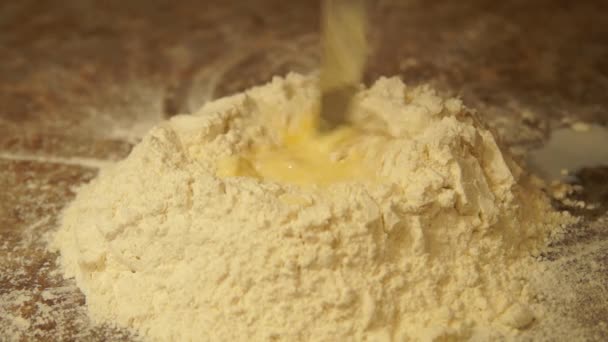 Chef kneads the dough. Cooking. Flour. Baking. Cooking process — Stock Video