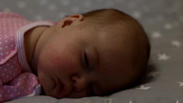 Newborn baby. Little baby. Baby sleeping. Child. Adorable baby girl. Kid sleeps — Stock Video