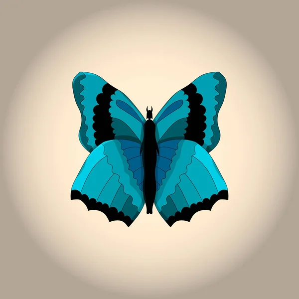 Mavi kelebek iblis görüntüsü. Vektör çizim. El çizimi. — Stok Vektör