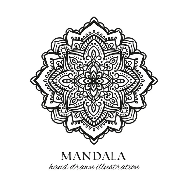 Mandala Doodle Wyciągnąć Rękę Wektor Ilustracja Kolorowania Czarno Białe Anty — Wektor stockowy