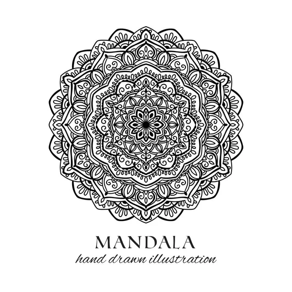 Mandala Dibujado Mano Vector Ilustración Aislada Negro Blanco Estrés Ornamento — Vector de stock