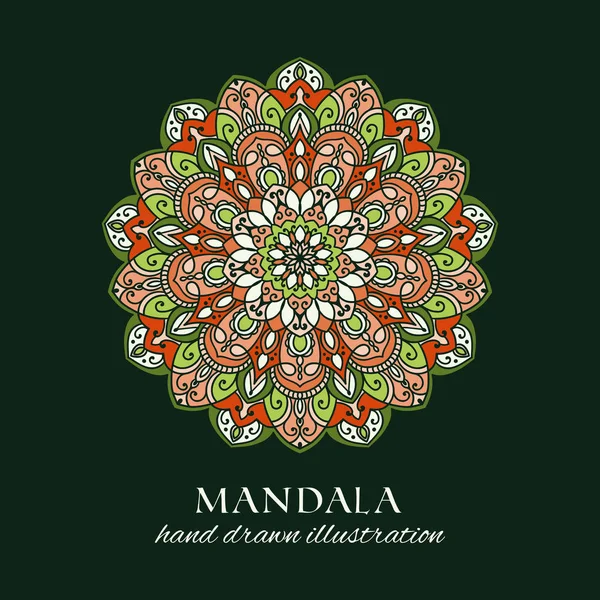 Mandala Mano Disegnato Vettoriale Illustrazione Ornamento Etnico Decorativo Tribale Rotondo — Vettoriale Stock
