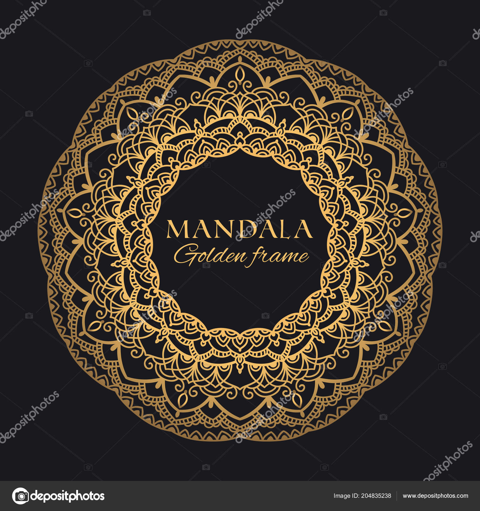 Mandala Vector Frame Luxury Design Golden Decorative Graphic Element
