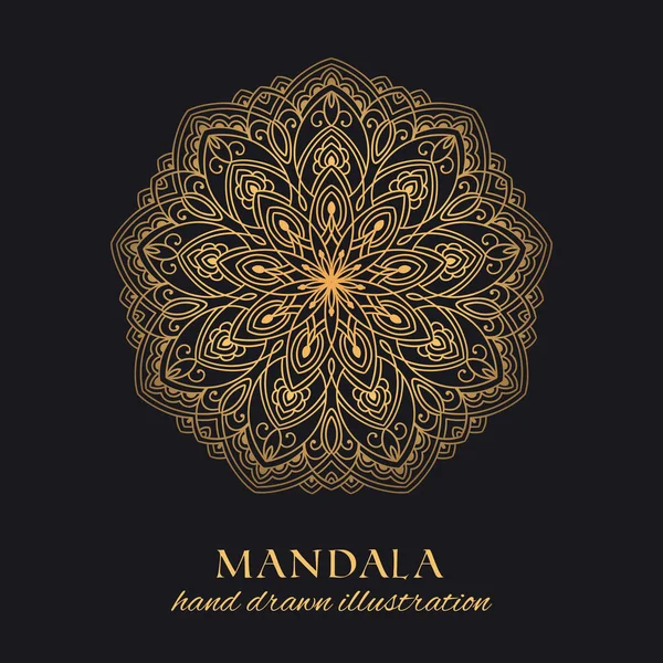 Mandala Vector Ornamento Diseño Lujo Elemento Gráfico Redondo Dorado Sobre — Vector de stock