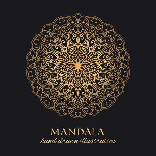 Mandala Vettore Ornamento Design Lusso Elemento Grafico Pizzo Rotondo Dorato — Vettoriale Stock
