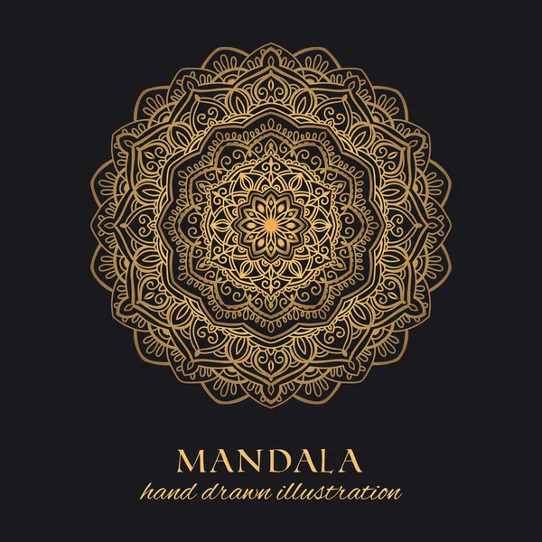 Mandala Vector Redondo Marco Diseño Lujo Elemento Gráfico Étnico Dorado — Vector de stock