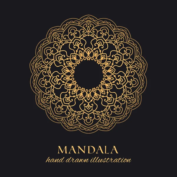 Mandala Vector Redondo Marco Diseño Lujo Elemento Gráfico Étnico Dorado — Vector de stock