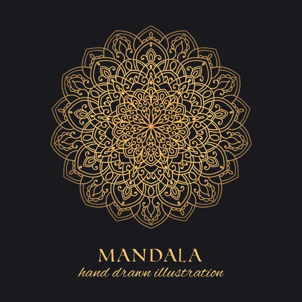 Mandala Vector Redondo Marco Diseño Lujo Elemento Gráfico Oriental Dorado — Vector de stock