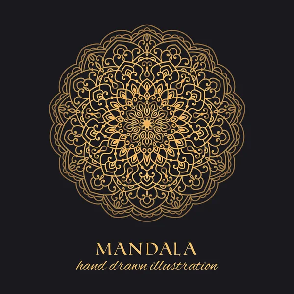 Mandala Vector Redondo Diseño Lujo Elemento Gráfico Dorado Adornado Sobre — Vector de stock