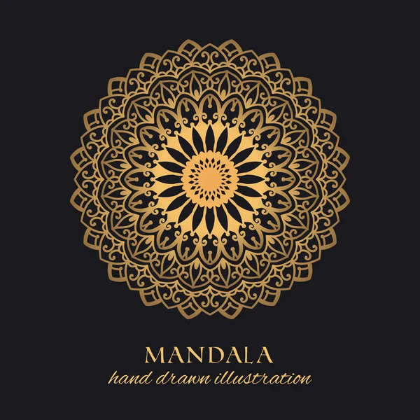 Mandala Diseño Lujo Ornamento Vector Geométrico Elemento Floral Dorado Sobre — Vector de stock