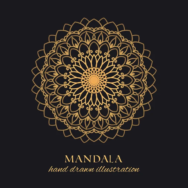 Mandala Geométrica Flor Vector Ornamento Diseño Lujo Elemento Dorado Sobre — Vector de stock