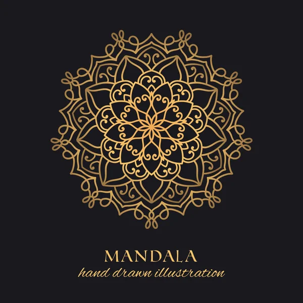 Mandala Floral Estrella Vector Ornamento Diseño Lujo Elemento Redondo Dorado — Vector de stock